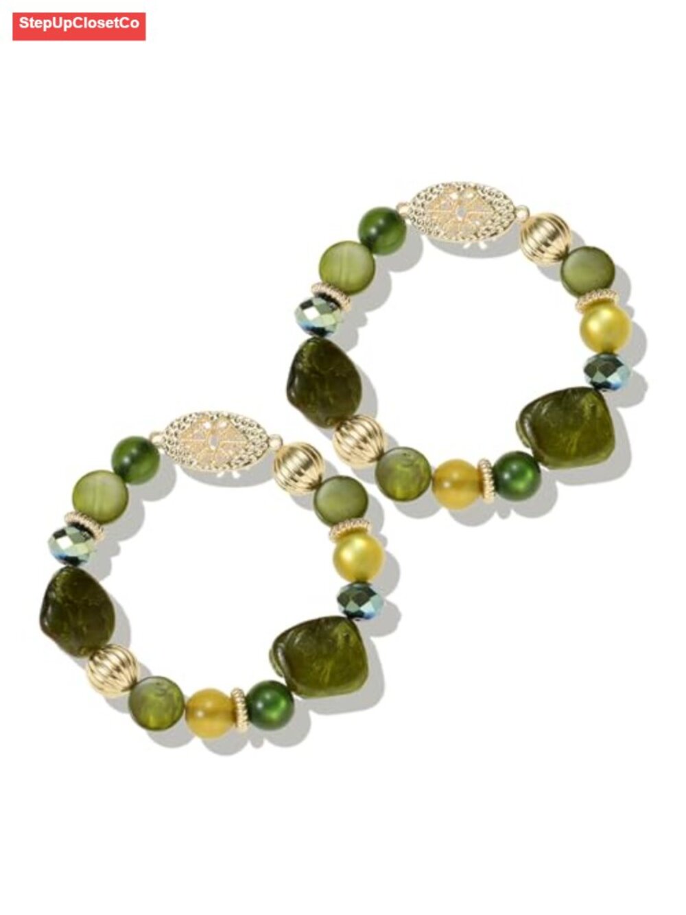 Handmade Stretch Bracelet Stack Natural Shell Murano Glass Beads Boho Jewelry